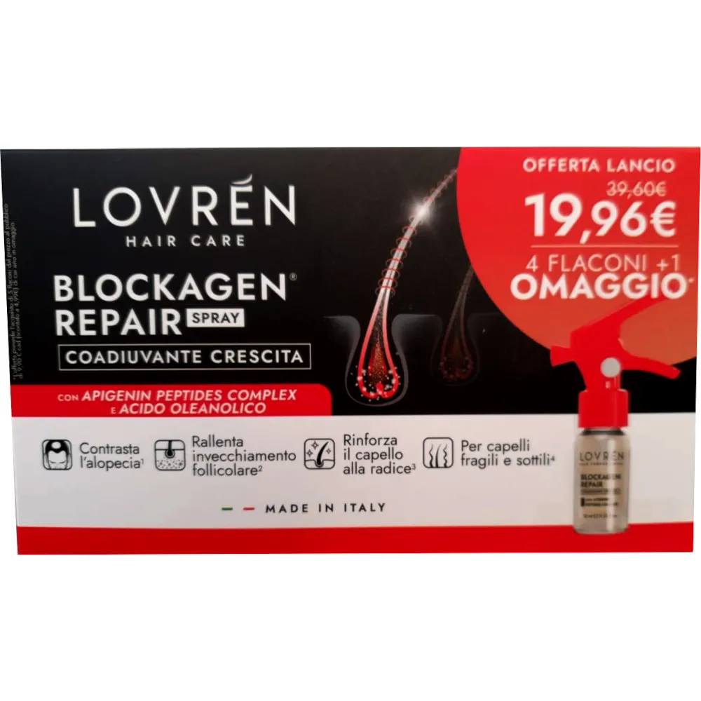 LOVREN HAIR BLOCKAGEN SPRAY 10 ML 4 PEZZI + 1 PEZZO OMAGGIO