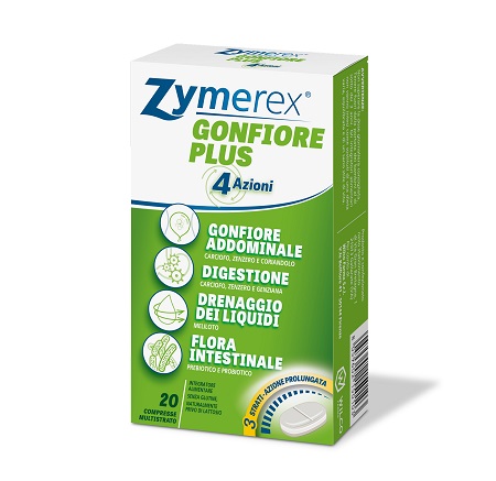 ZYMEREX GONFIORE PLUS 20 COMPRESSE TRIPLO STRATO SENZA GLUTINE SENZA LATTOSIO