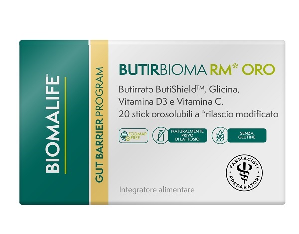 BIOMALIFE BUTIRBIOMA RM ORO 20 STICK OROSOLUBILI SENZA EDULCORANTI SENZA ZUCCHERI AGGIUNTI SENZA GLUTINE NATURALMENTE PRIVO DI LATTOSIO