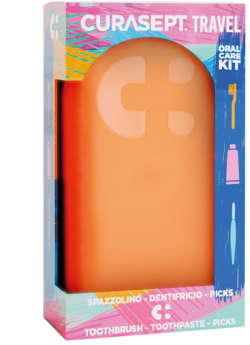 CURASEPT TRAVEL ARANCIO 1 SPAZZOLINO + 1 DENTIFRICIO 20 ML + 3 PICKS
