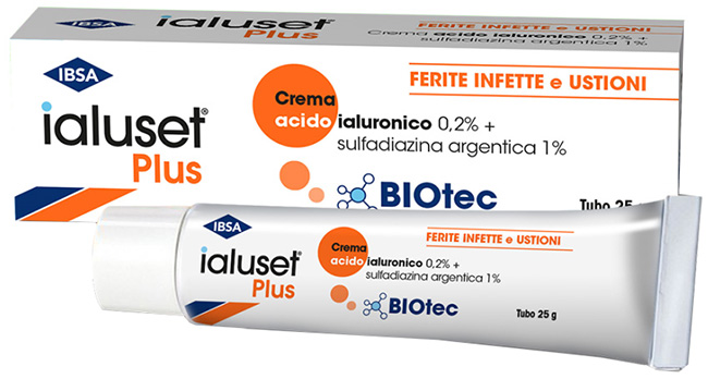 CREMA ACIDO IALURONICO 0,2% + SULFADIAZINA ARGENTICA 1% IALUSET PLUS FERITE INFETTE E USTIONI 25 G